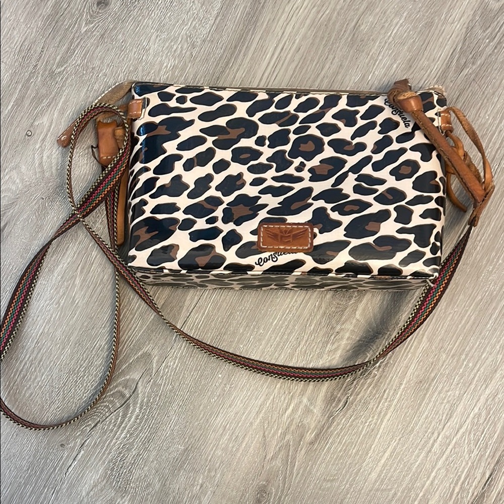 Consuela Brown Crossbody Bag with Animal Print